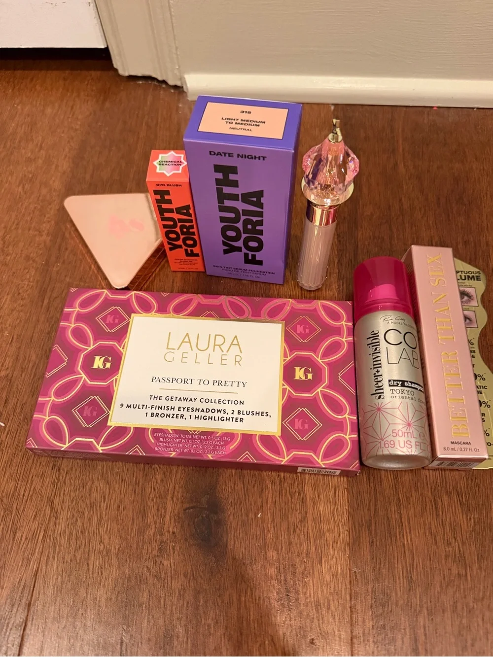 Laura Geller Passport, youth foria, Jeffrey Star, mascara, concealer, and shampo